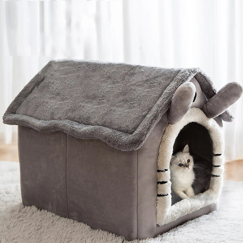 Foldable Pet House Removable Washable Durable Cat House Puppy Sofa Pet Bed House for Extra Small Dogs and Cats Winter Warm Mat