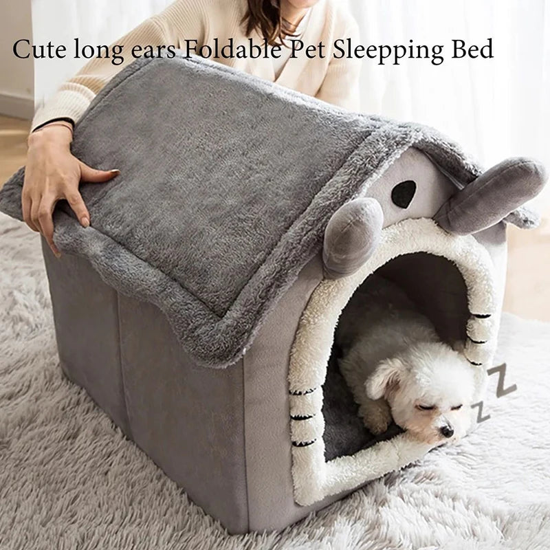 Foldable Pet House Removable Washable Durable Cat House Puppy Sofa Pet Bed House for Extra Small Dogs and Cats Winter Warm Mat