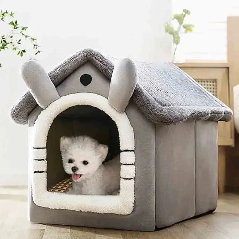 Foldable Pet House Removable Washable Durable Cat House Puppy Sofa Pet Bed House for Extra Small Dogs and Cats Winter Warm Mat