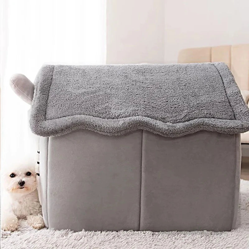Foldable Pet House Removable Washable Durable Cat House Puppy Sofa Pet Bed House for Extra Small Dogs and Cats Winter Warm Mat