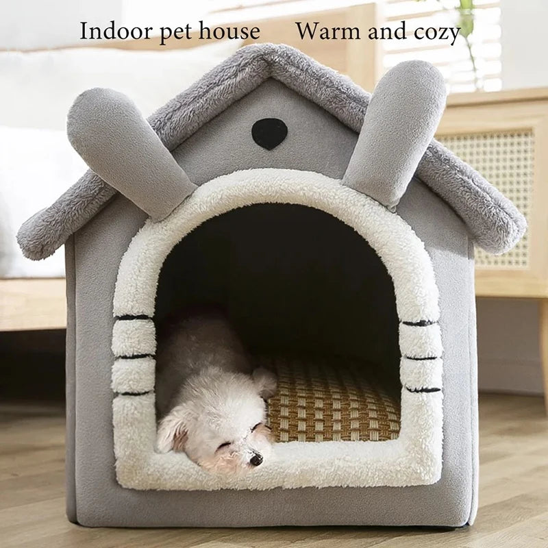 Foldable Pet House Removable Washable Durable Cat House Puppy Sofa Pet Bed House for Extra Small Dogs and Cats Winter Warm Mat