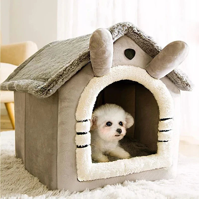 Foldable Pet House Removable Washable Durable Cat House Puppy Sofa Pet Bed House for Extra Small Dogs and Cats Winter Warm Mat