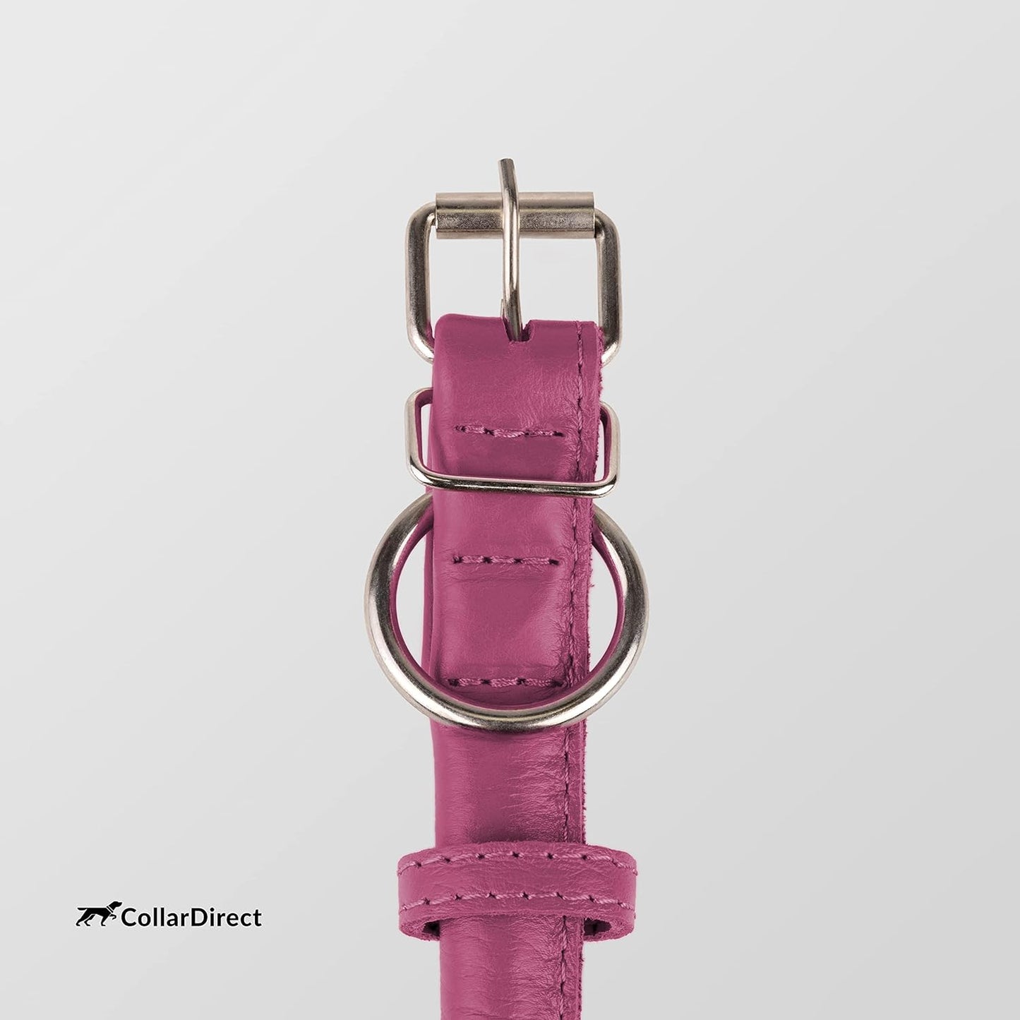 Rolled Leather Dog Collar, Soft Padded round Puppy Collar, Handmade Genuine Leather Collar Dog Small Large Cat Collars 13 Colors (6-7 Inch, Pink Textured)